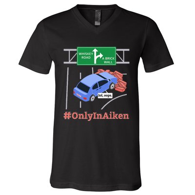 Aiken SC Brick Wall Meme V-Neck T-Shirt