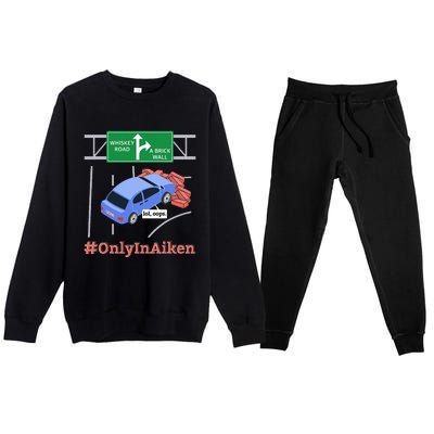 Aiken SC Brick Wall Meme Premium Crewneck Sweatsuit Set