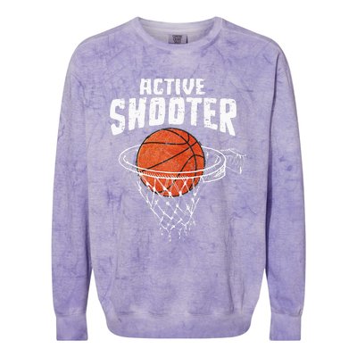 Active Shooter Basketball Lovers Men Women Basketball Player Colorblast Crewneck Sweatshirt