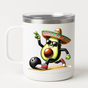 Avocado Showing Bowling Skills Cinco De Mayo Funny Outfit 12 oz Stainless Steel Tumbler Cup