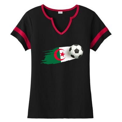 Algeria Soccer Ball Algeria Flag Jersey Algeria Football Ladies Halftime Notch Neck Tee