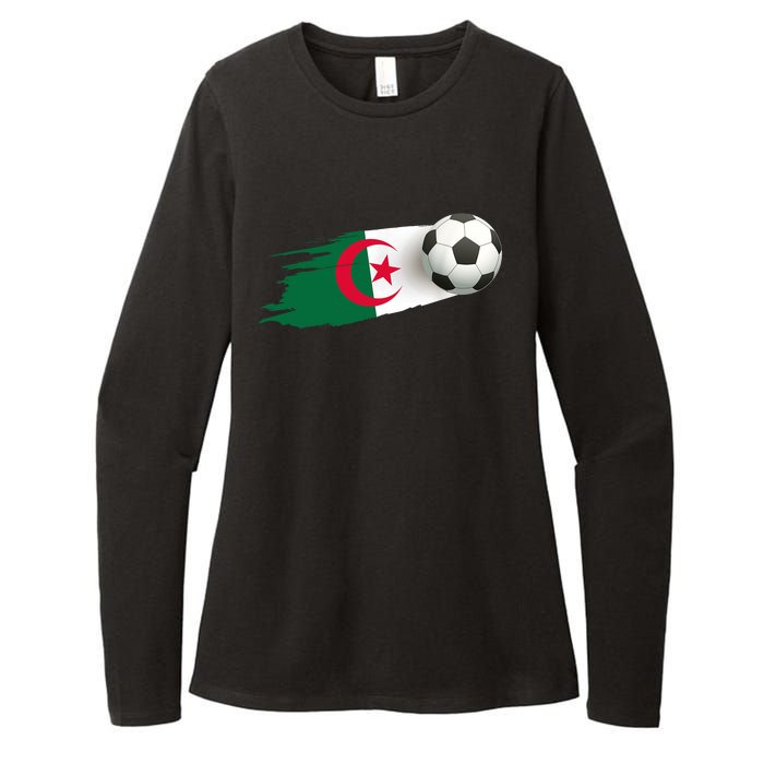 Algeria Soccer Ball Algeria Flag Jersey Algeria Football Womens CVC Long Sleeve Shirt