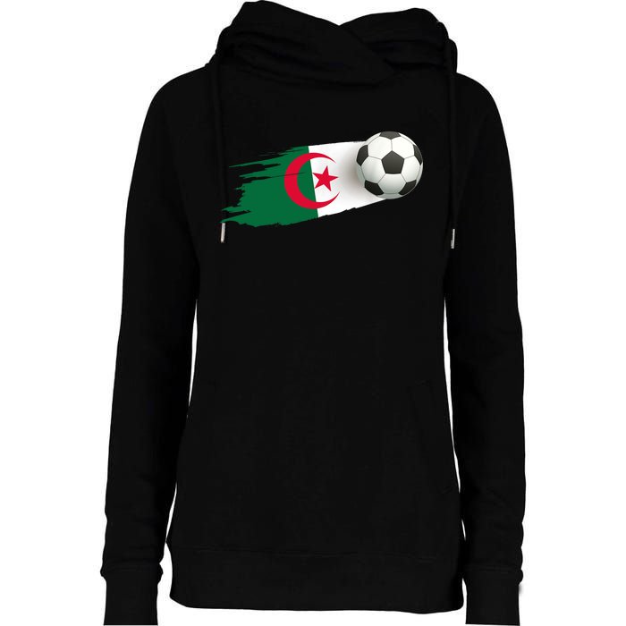 Algeria Soccer Ball Algeria Flag Jersey Algeria Football Womens Funnel Neck Pullover Hood