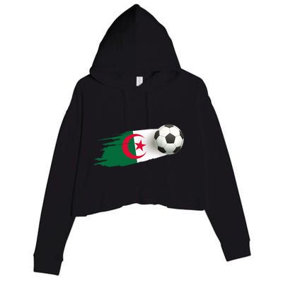 Algeria Soccer Ball Algeria Flag Jersey Algeria Football Crop Fleece Hoodie