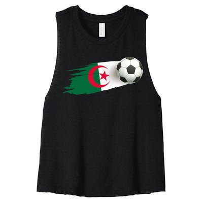 Algeria Soccer Ball Algeria Flag Jersey Algeria Football Women's Racerback Cropped Tank