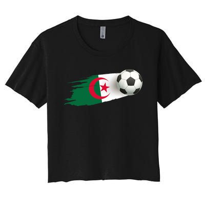 Algeria Soccer Ball Algeria Flag Jersey Algeria Football Women's Crop Top Tee