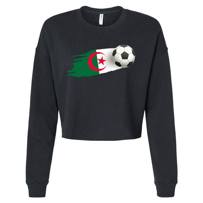 Algeria Soccer Ball Algeria Flag Jersey Algeria Football Cropped Pullover Crew