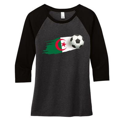 Algeria Soccer Ball Algeria Flag Jersey Algeria Football Women's Tri-Blend 3/4-Sleeve Raglan Shirt