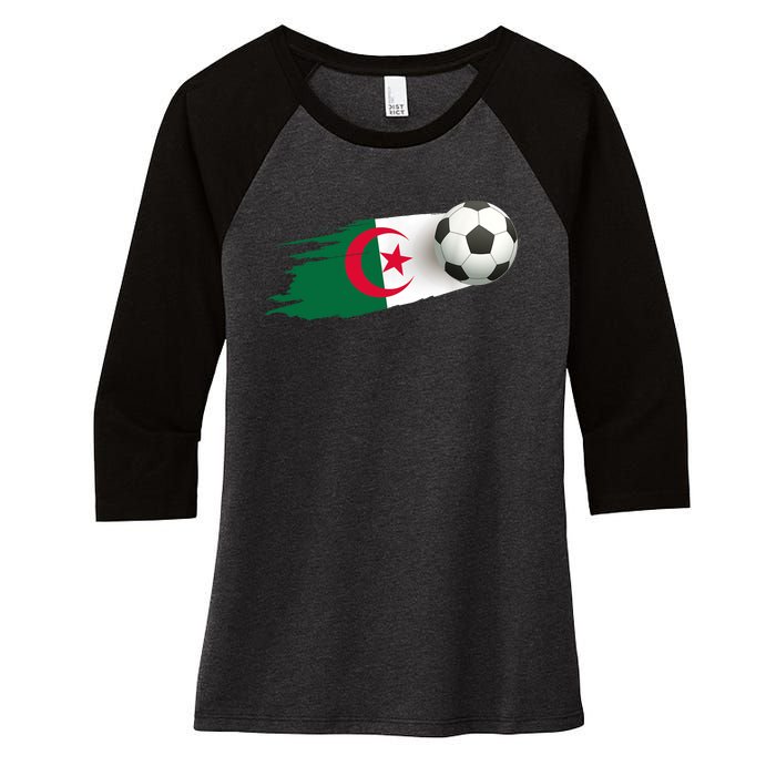 Algeria Soccer Ball Algeria Flag Jersey Algeria Football Women's Tri-Blend 3/4-Sleeve Raglan Shirt