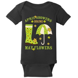 April Showers Bring May Flowers & Rubber Boots For Gardener Baby Bodysuit