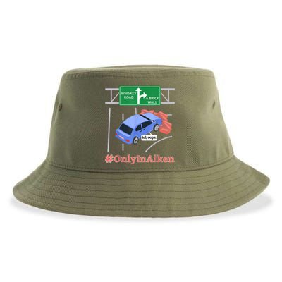 Aiken, SC, Brick Wall Meme Sustainable Bucket Hat