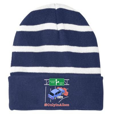 Aiken, SC, Brick Wall Meme Striped Beanie with Solid Band