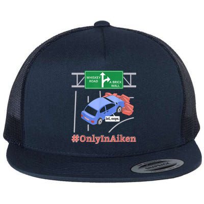 Aiken, SC, Brick Wall Meme Flat Bill Trucker Hat