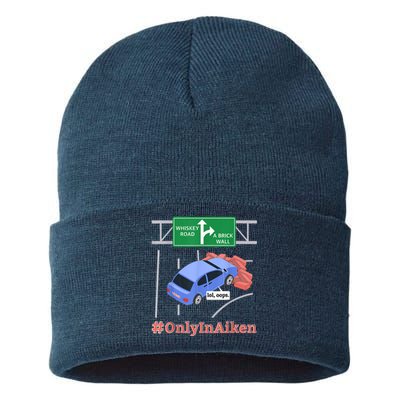 Aiken, SC, Brick Wall Meme Sustainable Knit Beanie