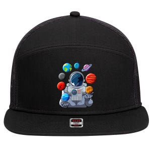 Astronaut Space Balloons Moon Mars Planets Astronaut 7 Panel Mesh Trucker Snapback Hat