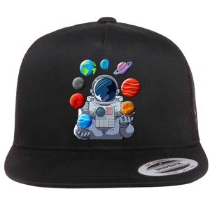 Astronaut Space Balloons Moon Mars Planets Astronaut Flat Bill Trucker Hat