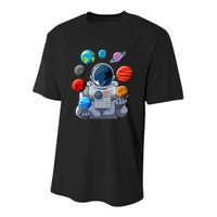 Astronaut Space Balloons Moon Mars Planets Astronaut Youth Performance Sprint T-Shirt