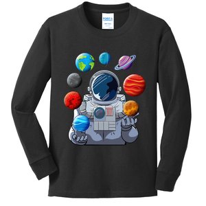 Astronaut Space Balloons Moon Mars Planets Astronaut Kids Long Sleeve Shirt