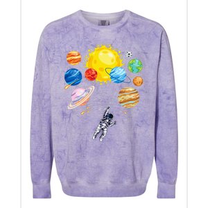 Astronaut Space Balloon Planet Science Solar System Colorblast Crewneck Sweatshirt