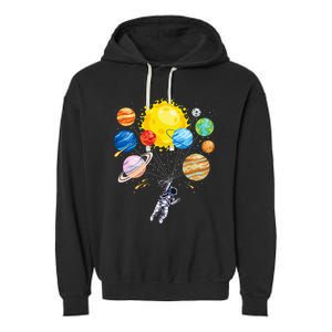 Astronaut Space Balloon Planet Science Solar System Garment-Dyed Fleece Hoodie