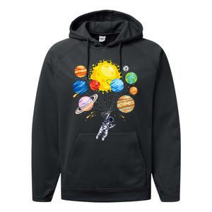 Astronaut Space Balloon Planet Science Solar System Performance Fleece Hoodie