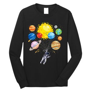 Astronaut Space Balloon Planet Science Solar System Long Sleeve Shirt