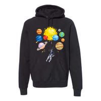 Astronaut Space Balloon Planet Science Solar System Premium Hoodie