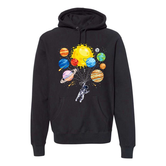 Astronaut Space Balloon Planet Science Solar System Premium Hoodie