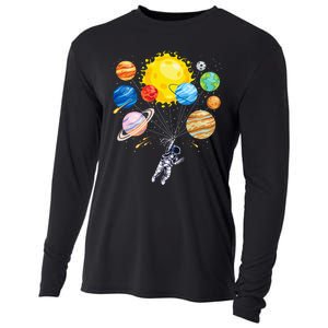 Astronaut Space Balloon Planet Science Solar System Cooling Performance Long Sleeve Crew