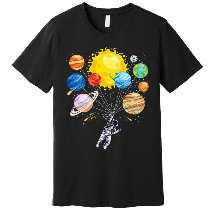 Astronaut Space Balloon Planet Science Solar System Premium T-Shirt