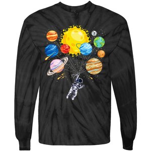 Astronaut Space Balloon Planet Science Solar System Tie-Dye Long Sleeve Shirt