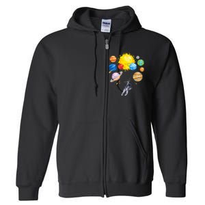 Astronaut Space Balloon Planet Science Solar System Full Zip Hoodie