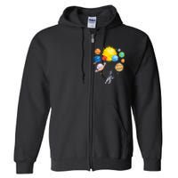 Astronaut Space Balloon Planet Science Solar System Full Zip Hoodie