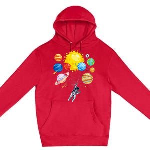 Astronaut Space Balloon Planet Science Solar System Premium Pullover Hoodie