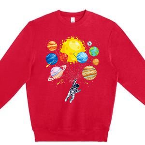 Astronaut Space Balloon Planet Science Solar System Premium Crewneck Sweatshirt