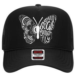 Anti Social Butterfly Introvert Funny Sarcastic High Crown Mesh Back Trucker Hat