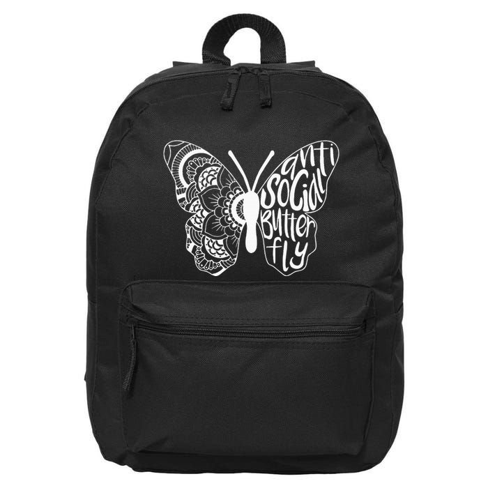 Anti Social Butterfly Introvert Funny Sarcastic 16 in Basic Backpack