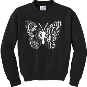 Anti Social Butterfly Introvert Funny Sarcastic Kids Sweatshirt