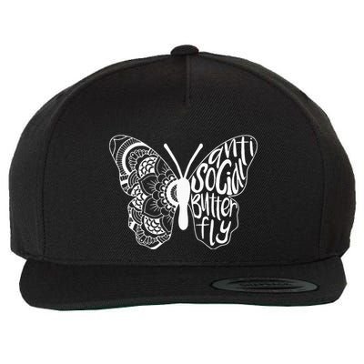 Anti Social Butterfly Introvert Funny Sarcastic Wool Snapback Cap