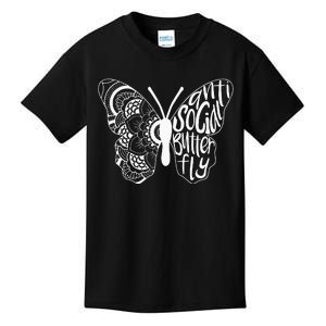 Anti Social Butterfly Introvert Funny Sarcastic Kids T-Shirt