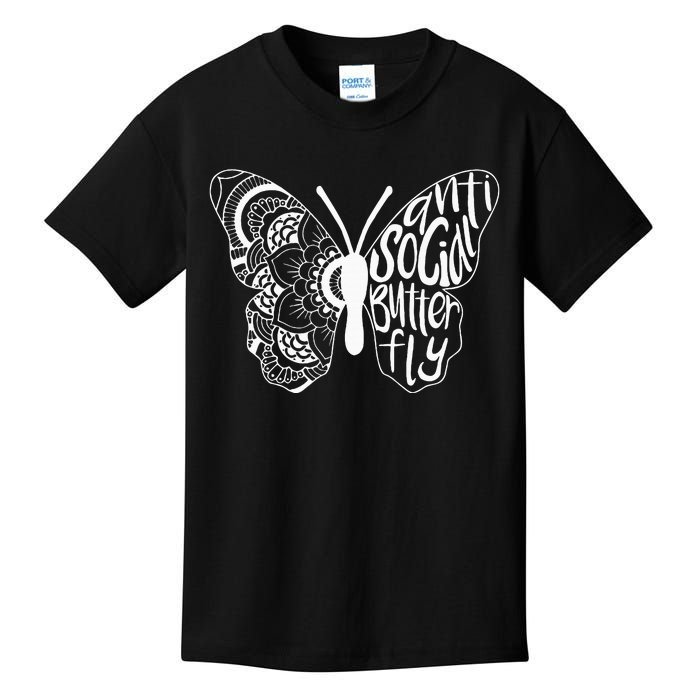 Anti Social Butterfly Introvert Funny Sarcastic Kids T-Shirt