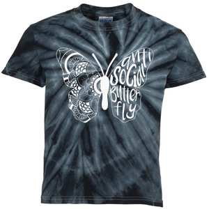 Anti Social Butterfly Introvert Funny Sarcastic Kids Tie-Dye T-Shirt