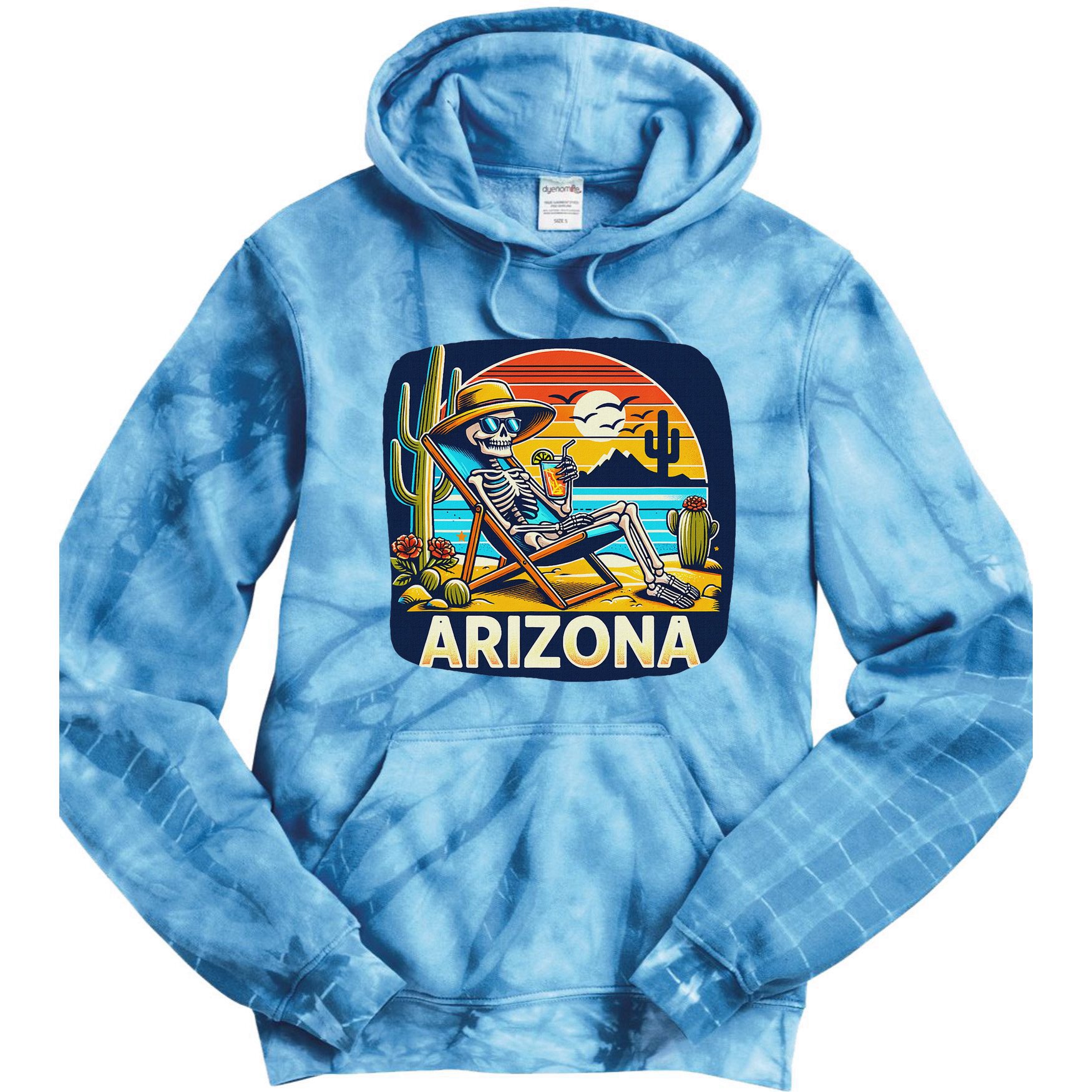 Arizona Skeleton Bone Dry Heat Tie Dye Hoodie