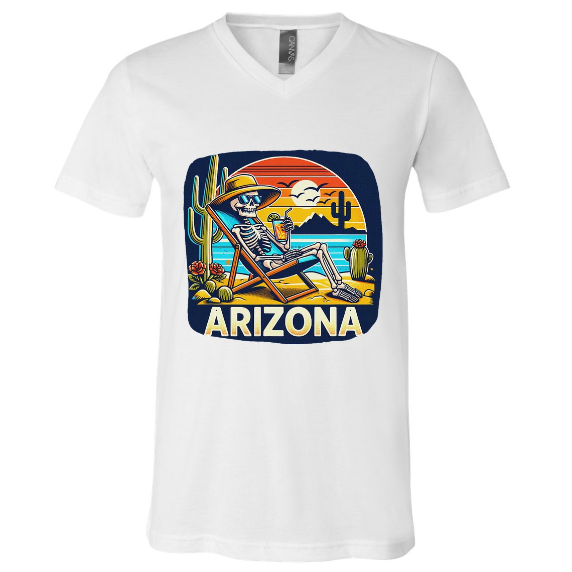 Arizona Skeleton Bone Dry Heat V-Neck T-Shirt