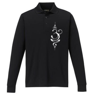 Ancient Sanskrit Breathe Om Yoga Meditation Symbol Performance Long Sleeve Polo