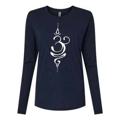 Ancient Sanskrit Breathe Om Yoga Meditation Symbol Womens Cotton Relaxed Long Sleeve T-Shirt