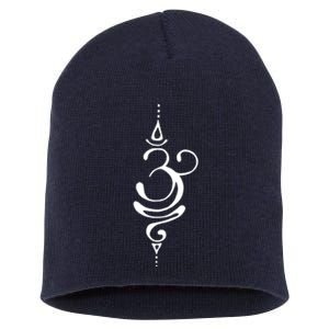 Ancient Sanskrit Breathe Om Yoga Meditation Symbol Short Acrylic Beanie