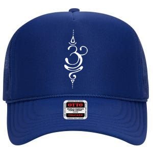 Ancient Sanskrit Breathe Om Yoga Meditation Symbol High Crown Mesh Back Trucker Hat