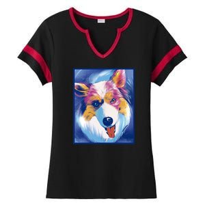 Australian Shepherd Colorful Dog Ladies Halftime Notch Neck Tee