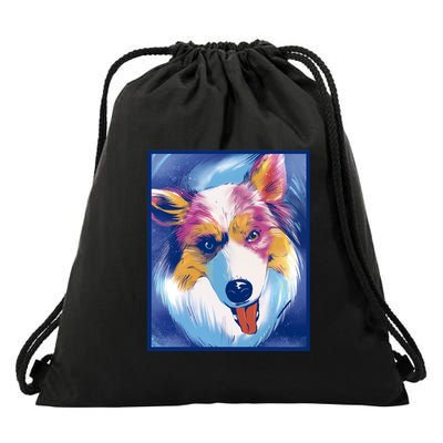 Australian Shepherd Colorful Dog Drawstring Bag